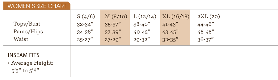 ColdPruf Size Chart