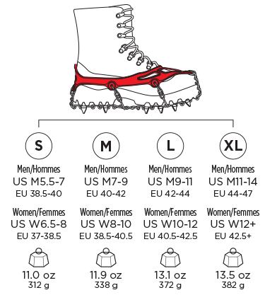MICROspike Size Chart Boots