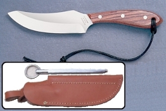 Picture of Grohmann R100CS - #100 | Rosewood | Carbon Steel | Leather Sheath with Pouch with Sharpening Steel