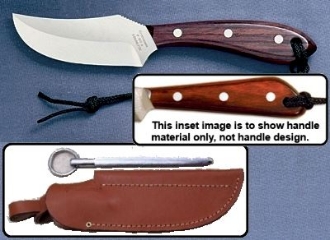 Picture of Grohmann X103SS - #103 | Resinwood | Stainless Steel | Leather Sheath with Pouch with Sharpening Steel