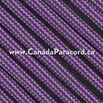 Neon Purple and Silver Stripes - 100 Feet - 550 LB Paracord