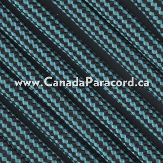 Neon Turquoise and Black Stripes - 25 Ft - 550 LB Paracord